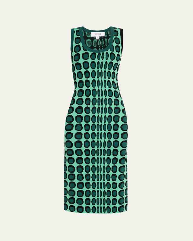Wiggle Dot Jacquard Midi Tank Dress